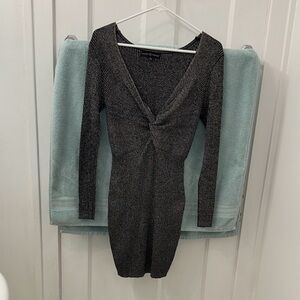 Almost Famous Sparkly Plunge Sweater Dress